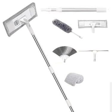 Imagem de TBATM Mops de Limpeza para Pisos um Conjunto, Mop Plano Poderoso com Pano de Fibra Ultra Fina para uso Seco e Molhado, para Parede, Carro,F,139cm