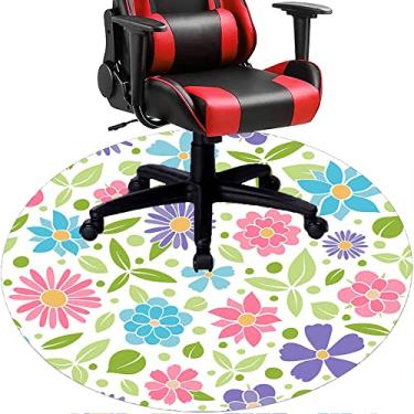Imagem de Tapete de cadeira de escritório com flores, textura de flor, tapete de cadeira de mesa para piso de madeira de escritório doméstico, protetor de piso de pilha baixa multiuso, redondo, 99 cm