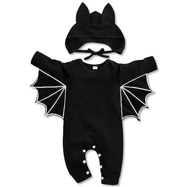 Imagem de Macacão com capuz para bebês recém-nascidos, meninos, meninas, Halloween, cosplay, morcego, macacão com capuz My First Halloween infantil menino macacão com capuz (0-3 meses)