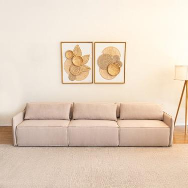 Imagem de Sofá Retrátril 3 Lugares Linho Capri Bege