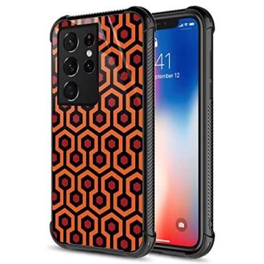 Imagem de CARLOCA Capa compatível com Samsung Galaxy S21 Ultra, design gráfico de identidade do tapete brilhante à prova de choque e anti-arranhões capa de acrílico rígido para Samsung Galaxy S21 Ultra