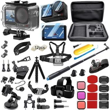 Imagem de BMUUPY Kit de acessórios para DJI Osmo Action 5 Pro Action 4/3 à prova d'água, capa de silicone, protetor de tela de vidro, kit completo