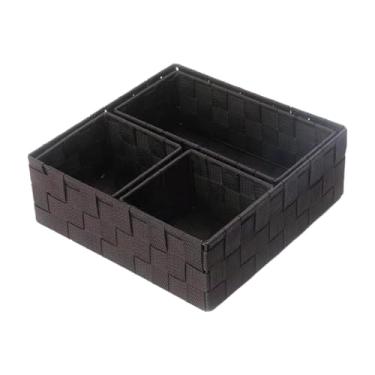 Imagem de Ｂｅｓｇａ 4 peças de caixa de armazenamento de tecido, cubos, recipientes organizadores, organizador de armário para cômoda, penteadeira, maquiagem, gravata, Marrom Escuro