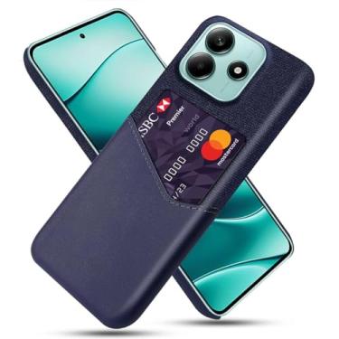 Imagem de Capa para Xiaomi Redmi Note 14 5G,Tela e tampa de couro PU,Antideslizante,360°cobertura completa à prova de choque com 1 slot de cartão atrás,Prevenção de queda-Blue