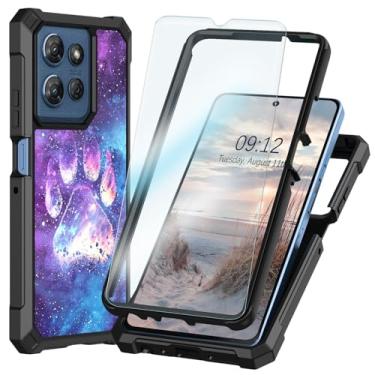 Imagem de Capa para Motorola Moto G Stylus 5G 2025 com protetor de tela, proteção total à prova de choque de grau militar, amortecedor de silicone e parte traseira rígida de policarbonato para Moto G Stylus 5G