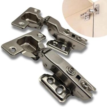 Imagem de Kit 10 Dobradiças 35mm Pistão Amortecedor Curva/Reta Armário (Curva)