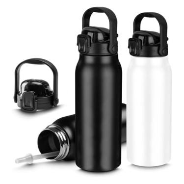 Imagem de Garrafa De Água Portatil Inox Térmica Squeeze Com Camada Dupla Litrão Com Alça e Bico 1,5L Para Academia Esporte Quente Frio UTIMAIS+ (Branco G)