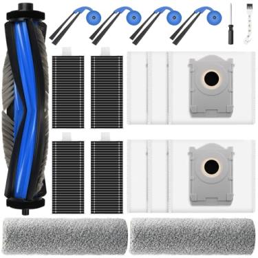 Imagem de DrFlito Kit de acessórios de substituição compatível com ECOVACS DEEBOT X9 Pro Omni Robot Vacuum, 1 escova principal, 6 sacos de pó, 4 filtros HEPA, 2 rolos de limpeza, 4 escovas laterais