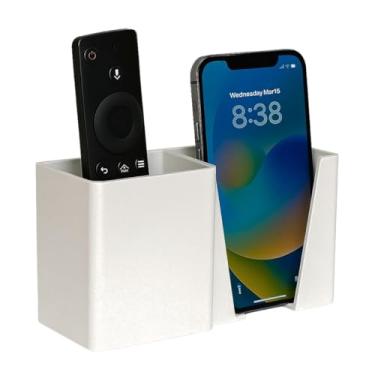 Imagem de Suporte Duplo de Parede para Controle Remoto e Celular Cor Branca Base Porta Coisas Sala Cozinha Quarto Casa