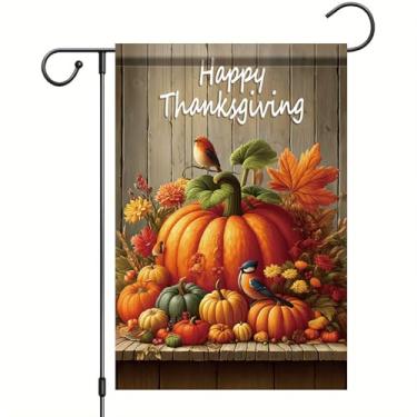 Imagem de Starlit Patio Bandeira de jardim de Ação de Graças Decoração de Abóbora Outono Quintal Faixa Exterior 30 × 45 cm Dupla Face Decoração de Colheita Rústica Sinal de Boas-Vindas Sazonal para Festa