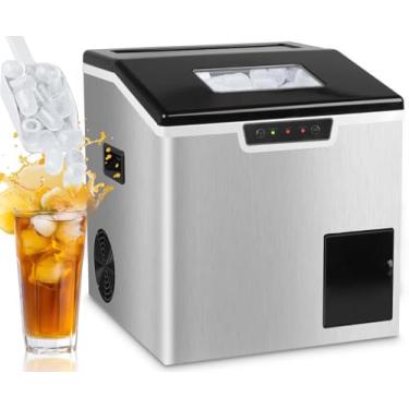 Imagem de Maquina de Gelo 35kg Ice Compact Inox 110v, Maquina de Gelo Portatil, Máquina de Gelo Picado, Produz 18 Cubos de Gelo de Cada Vez