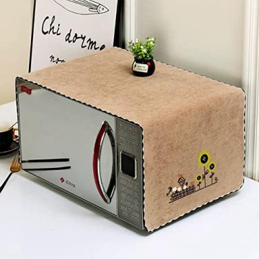 Imagem de YUZHANGHE Capa para forno de micro-ondas, à prova de poeira, à prova de óleo, algodão, linho, tecido impermeável, protetor de máquina, capa decorativa para utensílios de cozinha, 34,8 x 99,8 cm, flor