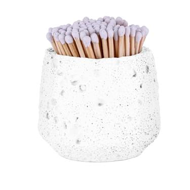 Imagem de Suporte de fósforo de concreto com greve, combina em uma jarra para vela de banheiro e jarra de fósforo para lareira e churrasqueira, presentes decorativos de decoração de casa moderna para meninas