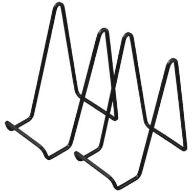 Imagem de CREATCABIN Suporte de placa de cavalete com 2 peças, suporte de moldura de metal, suporte decorativo de ferro preto, para exibição de fotos, molduras, placa, livro, trabalho artístico, 15 cm