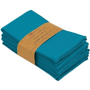 Imagem de RUVANTI Conjunto De 6 Guardanapos Pano Ruvanti, 45X45 Cm, Laváveis, Macios, Duráveis, Absorventes, Mistura Algodão. Jantar À Mesa Para Hotel, Almoço, Restaurante E Festas Casamento - Azul-Petróleo