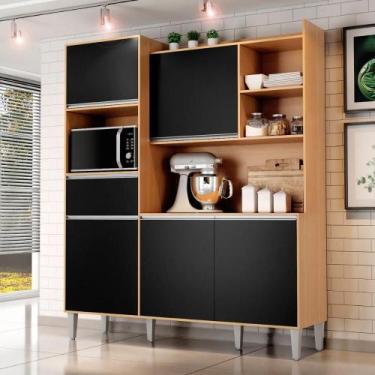 Imagem de Armario de cozinha completo Saturno amendoa preto - Mais de Casa