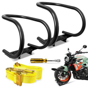 Imagem de YATOINTO Calço de roda de motocicleta E-Track Cunha vertical para pneu de bicicleta - Calço de roda preto removível de 17,78 cm com conector E-Track, serve para piso de reboque