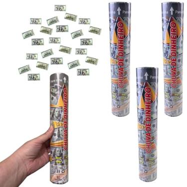 Imagem de Kit 3 Pçs Lança Confete Chuva de Dinheiro Notas para Festas Eventos Casamento Formatura Comemorações (Dólar)