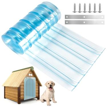 Imagem de Abas de substituição de porta de cachorro de 20 cm x 4,9 m, aba de porta de casa de cachorro, tiras de plástico de vinil, aba de substituição para porta de cachorro com 2 tiras de metal e 6 parafusos