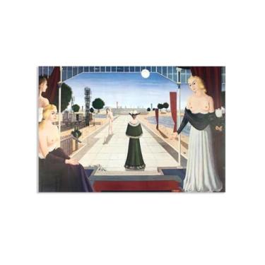 Imagem de SDYJ6GSW Paul Delvaux Arte de parede La Grande Allée Impressão em tela Surrealismo Arte famosa pintura reprodução pôster quarto sala decoração casa 90x60cm (91.4x60.0 cm) poster