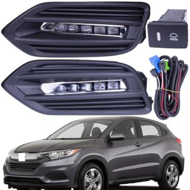 Imagem de BestParts Kit de conjunto de luzes de neblina LED de atualização compatível com Honda HR-V HRV 2019-2022 com capas (estilo favo de mel) + suportes + interruptor + fiação substitui 71106T7AJ10
