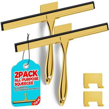 Imagem de Rodo de chuveiro ALFLOD, pacote com 2 unidades, aço inoxidável dourado