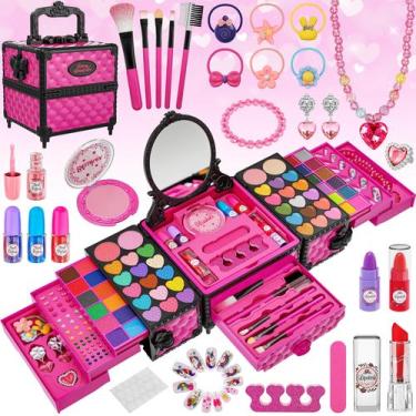 Imagem de Kit de maquiagem Kuovei 99 unidades para meninas com espelho, laços de