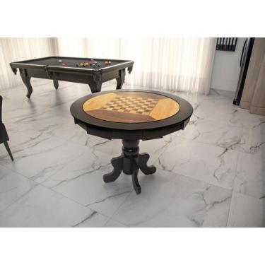 Imagem de Mesa de Carteado com Gavetas e Porta copos - 0,90x0,80 - Com xadrez - 