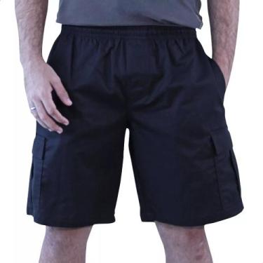 Imagem de Bermuda Cargo Masculina Brim 5 Bolsos Com Elástico Casual - Grito Fina