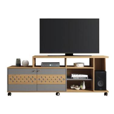 Imagem de Bancada Peônia para Sala de Estar/ Recepção Freijó/ Cinza Moonstone - 