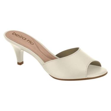 Imagem de Tamanco Feminino Conforto Salto Baixo Beira Rio 83081438, Branco off, 