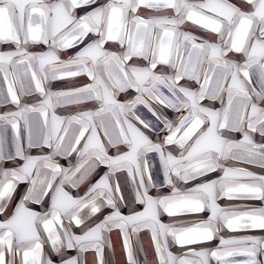 Imagem de Miçanga Passante Pastilha Retângulo Abs Níquel 8x25mm 50pçs 100g - Mac