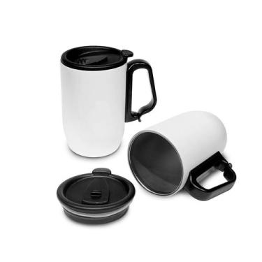 Imagem de Caneca Térmica 350ml Café Chá de Aço Inox Parede Dupla C/ Tampa e Bico