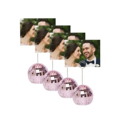 Imagem de Concepts Porta-cartões espelhados de bola de discoteca com clipe para festa, casamento, mesa, número, mesa, evento, centro de mesa, decoração de casa e escritório