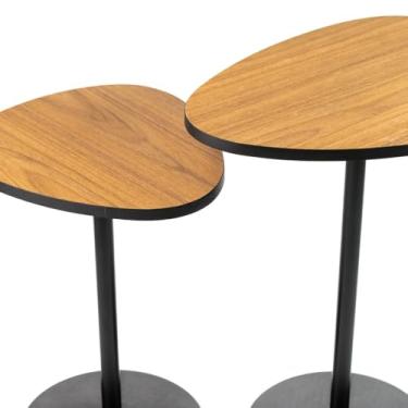 Imagem de Mesa de Canto Orgânica, Mesa Apoio, Mesa Canto de Sala, Mesa Decoração, Pé de Ferro, Conjunto 2 mesas(Freijó/Freijo)