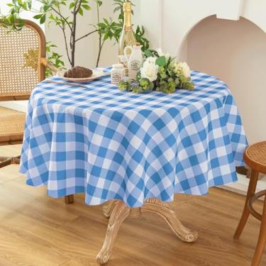 Imagem de Essifunia Toalha de mesa xadrez à prova d'água – Toalha de mesa redonda clássica xadrez de 127 cm para uso interno/externo – Capa de mesa Buffalo para piqueniques, churrascos e festas
