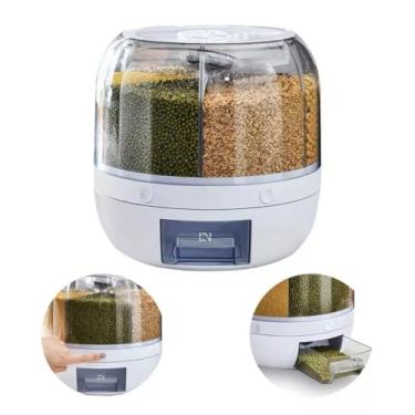 Imagem de Dispenser Giratório Organizador de Alimentos com 6 Compartimentos para Grãos, Cereais.
