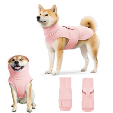 Imagem de Colete calmante para cães com gola rolê ajustável para fogos de artifício, separação, visitas ao veterinário, moletom com capuz para cães grandes e médios