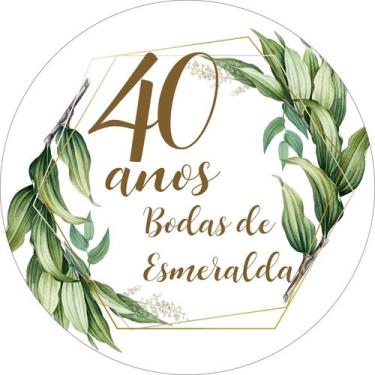 Imagem de Painel de Tecido Sublimado Redondo Casamento Bodas de Esmeralda c/ Elá