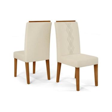 Imagem de Kit 2 Cadeiras Sala Jantar Yasmin 2 Un Freijo/Linho Neve Bege - DJ Móveis