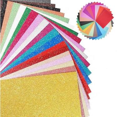 Imagem de 40 folhas, 20 cores, cartolina com glitter, papel A5 com glitter, impressão de cartões, projetos faça-você-mesmo