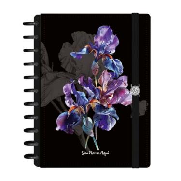 Imagem de Caderno De Disco Inteligente Personalizado Iscool G+ Floriografia Íris Preto