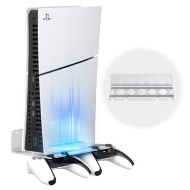 Imagem de DGPCT Suporte de parede compatível com console e controles PS5 Slim/PS5 Pro/PS5, kit de montagem de parede de alumínio para todos os modelos PS5, suporte de parede para PS5 Original, economizando