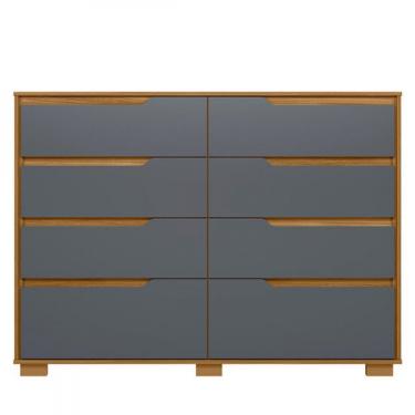 Imagem de Cômoda 8 Gavetas MDP Moval Georgia, 147 cm - Freijo/Cinza