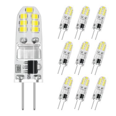 Imagem de VALUCKY Lâmpada LED G4, lâmpadas AC120V G4 base bi-pino, 130LM branco 6000K, 1,4W equivalente a halogênio 14W, sem cintilação, não regulável, para iluminação doméstica, sob armário, exaustor, pacote
