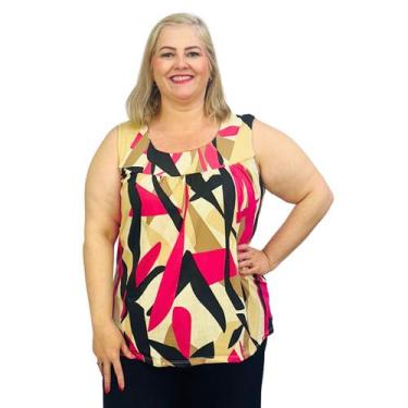 Imagem de Blusa Feminina Plus Size Senhora Bata Regata Estampada - Coalizão Fash