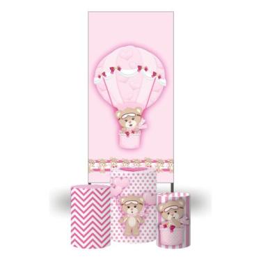 Imagem de Painel Casadinho Lateral 2x1+capas Cilindro Ursinha Baloeira - Decoran