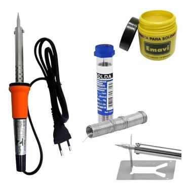 Imagem de Kit Ferro De Solda Soldador Estanho Pasta Solda