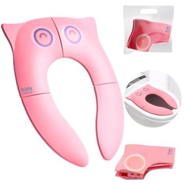 Imagem de Kids Need - Redutor De Assento Dobrável Infantil Para Vaso Sanitário - Portátil, Retrátil, Fácil De Guardar, Pequeno, Compatível Com Diversos Formato De Privada. Ideal Para Criança Usar Na Viagem, Passeio E Em Casa. Modelo Coruja (Rosa)