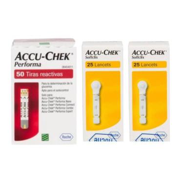 Imagem de 50 Tiras Reagentes Accu Chek Performa + 50 Lancetas Softclix - Accu-ch